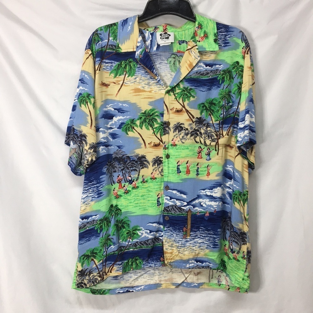 Hilo Hattie Mens Hawaiian Button Up Shirt Made in Hawaii Size XL Like-New